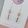 White Snowman Glitter Resin Christmas Earrings, thumbnail 3 of 4