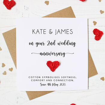 Personalised 2nd Cotton Wedding Anniversary Card, 2 of 7