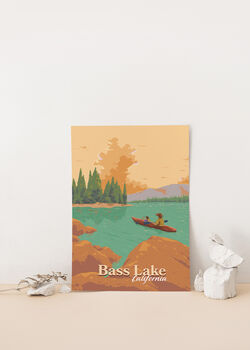 Bass Lake USA Travel Poster Art Print, 2 of 8