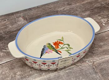 Budgie Patterned Oval Baking Dish, 2 of 4