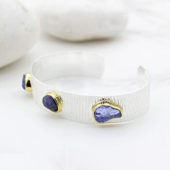 Tanzanite And Iolite Gemstone Sterling Silver Bracelet, 4 of 5