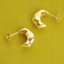 Gold Misshapen Huggie Hoop Earrings, thumbnail 3 of 9