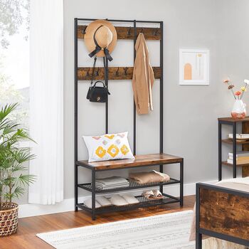 Large Coat Tree Shelf Rack Stand And Shoe Bench By Momentum ...