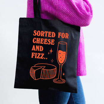 'Sorted For Cheese And Fizz' Tote Bag, 2 of 5