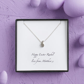 Personalised Silver Plated Easter Rabbit Charm Necklace, 2 of 2