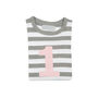 Grey Marl + White Striped Number/Age T Shirt Mallow, thumbnail 2 of 6