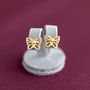Gold Plated Outline Butterfly Earrings, thumbnail 5 of 7