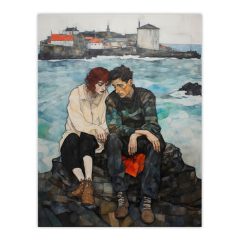 The Heart To Heart Schiele Style Seaside Wall Art Print, 6 of 6