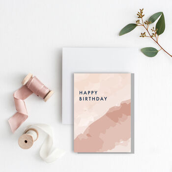 Happy Birthday Watercolour Card Recycled Blank Inside By Três Paper ...