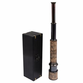 Personalised 16 Inch Gunmetal And Leather Telescope, 6 of 11
