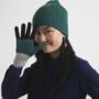 Miss Pompom Grey Colourblock Wool Gloves, thumbnail 2 of 3