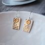 Hammered Silver Rectangle Earrings, thumbnail 2 of 6