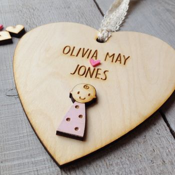 Personalised New Baby Girl Heart, 3 of 6