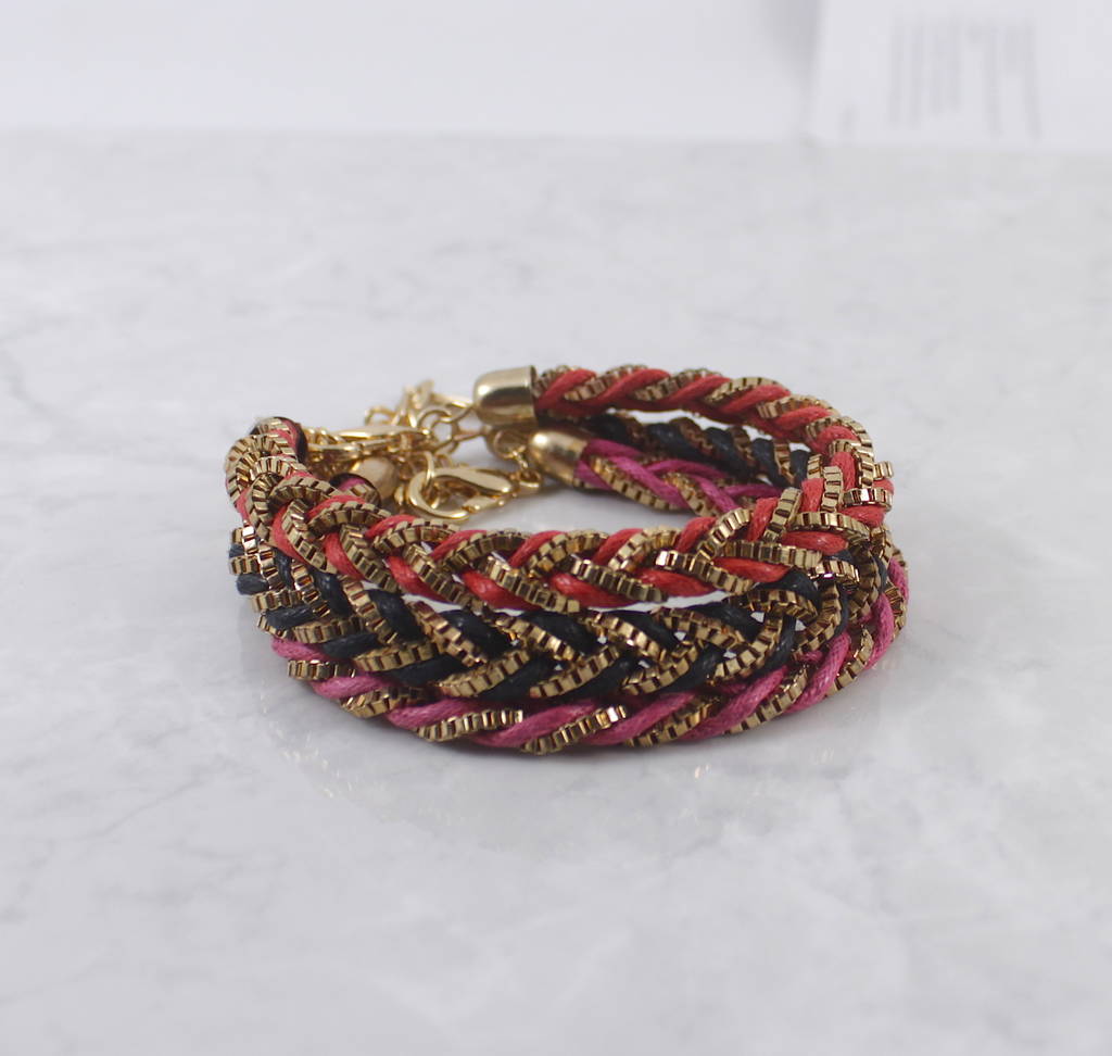 gold plaited chain friendship bracelet by lucy loves neko