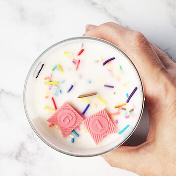 Personalised Birthday Cake Sprinkles Scented Candle, 8 of 11