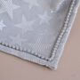 Personalised Grey Star Blanket With Pom Poms, thumbnail 6 of 8