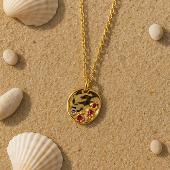 Dainty Gold Cluster Gemstone Necklace With Rainbow Gemstones, 3 of 4