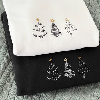 Embroidered Christmas Simple Trees Jumper, 2 of 10
