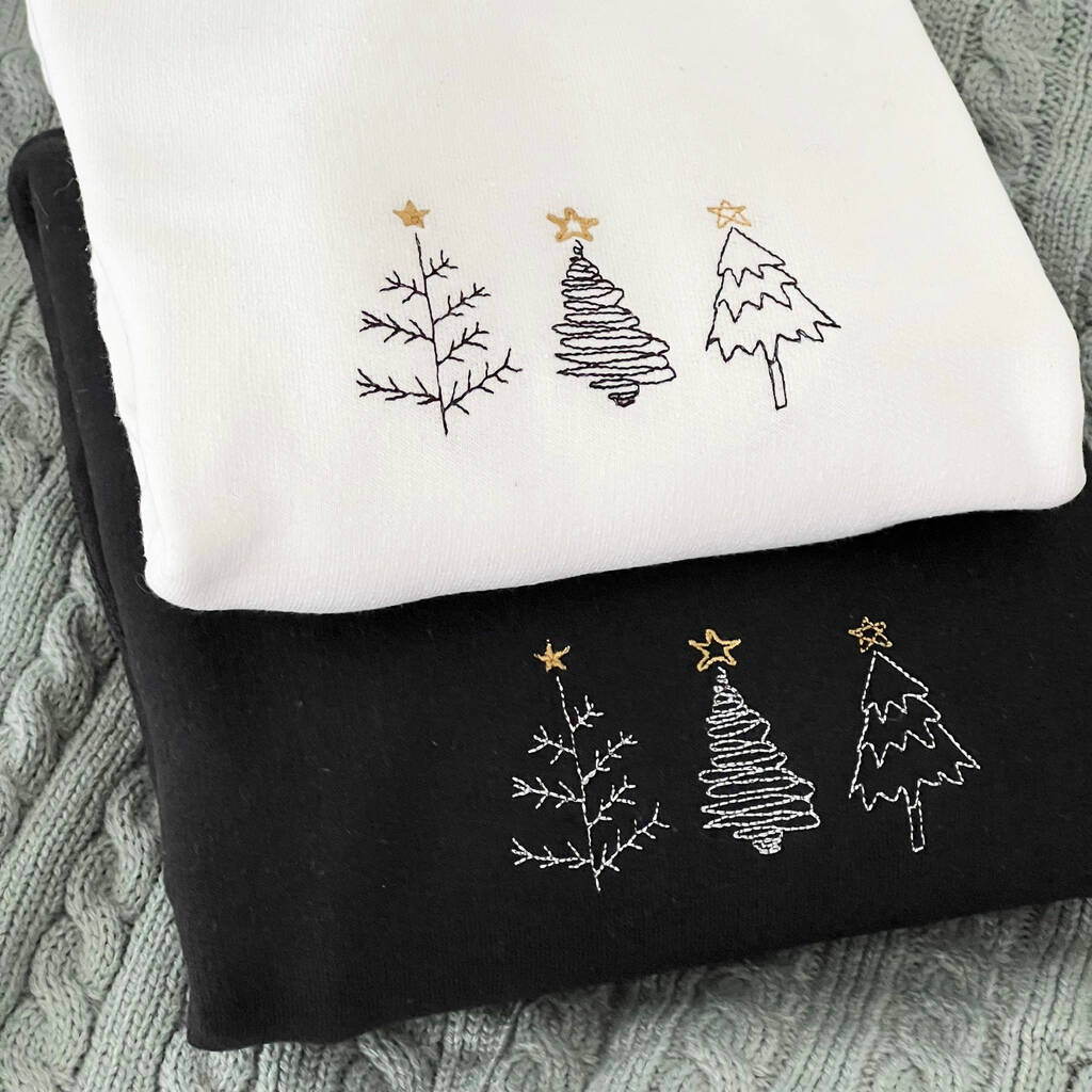 Embroidered Christmas Simple Trees Jumper, 1 of 5
