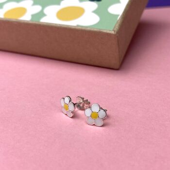 Blooming Brilliant Silver Daisy Earring Studs, 2 of 2
