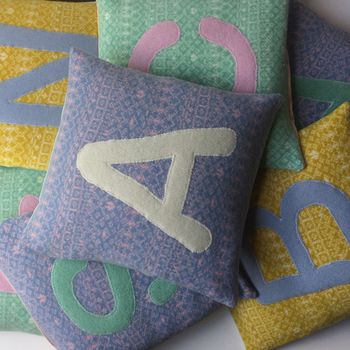 Handmade Nursery Personalised Letter Cushion Soft Wool, 8 of 12