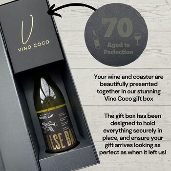 Vino Coco 70th Birthday Sauvignon Blanc White Wine And Slate Coaster Gift Set, 5 of 8