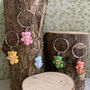 Personalised Orange Teddy Bear Hug Letterbox Gift Keyring Charm, thumbnail 4 of 9