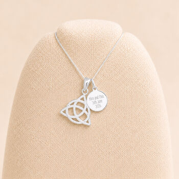 Personalised Sterling Silver Celtic Triquetra Trinity Knot Pendant Necklace, 5 of 11