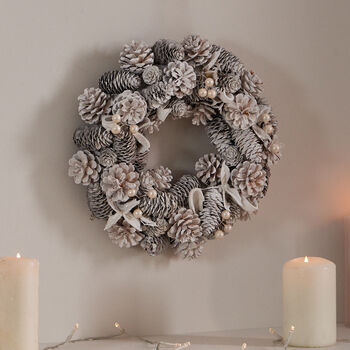 Luxury Frosted Pine Cone Wreath, 4 of 6