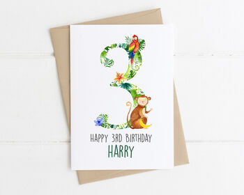 Personalised Children's Birthday Card Jungle Monkey, 5 of 8