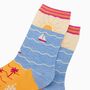 Women's Bamboo Socks Cream Blue Beach Sunset, thumbnail 2 of 4