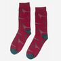 Men's Pheasant Print Bamboo Socks Red, thumbnail 1 of 3