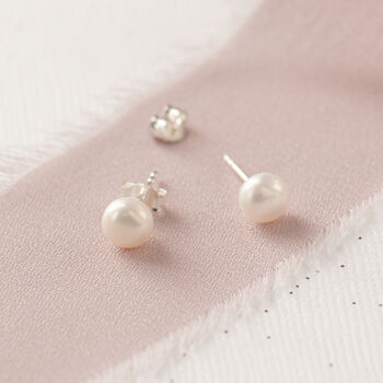 Pearl And Sterling Silver Stud Earrings, 3 of 10