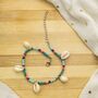 Turquoise Summer Boho Cowrie Shell Anklet, thumbnail 1 of 4