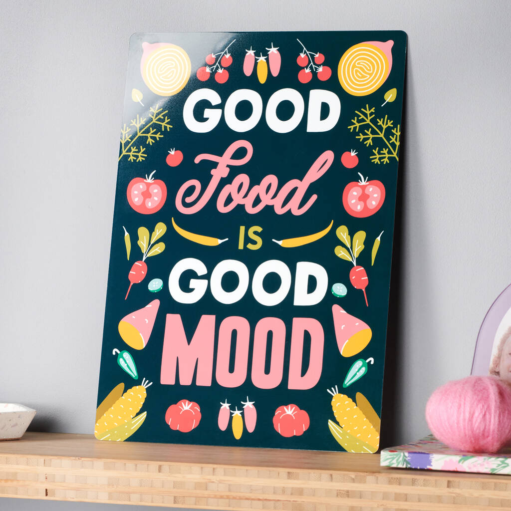 Good Food Is Good Mood Kitchen Metal Sign, 1 of 4