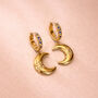 Celestial Crescent Moon Charm Hoop Earrings, thumbnail 2 of 2