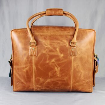 'Markham' Men's Extra Large Leather Holdall In Tan, 7 of 12
