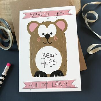 Bear Hugs Card, Thinking Of You 'Sending Love', 3 of 5