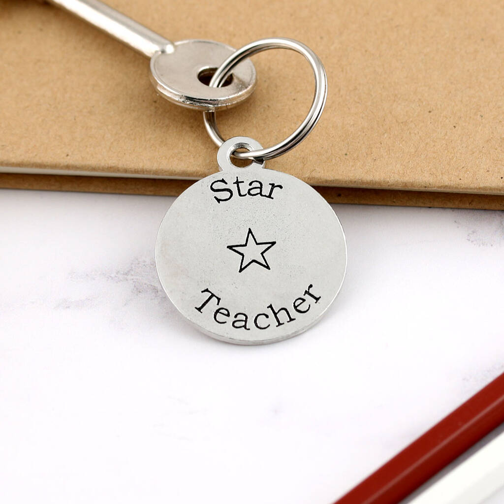 Teacher Thank You Gift Personalised Pewter Keyring By Multiply design