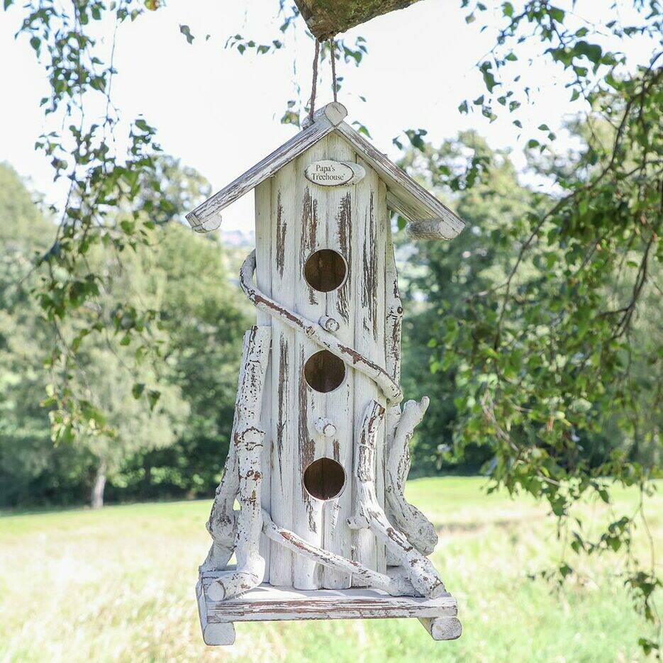 pine view distressed tall bird house by dibor | notonthehighstreet.com