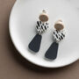 Sterling Silver Grey Nude Pebble Shaped Dalmatian Studs, thumbnail 3 of 6