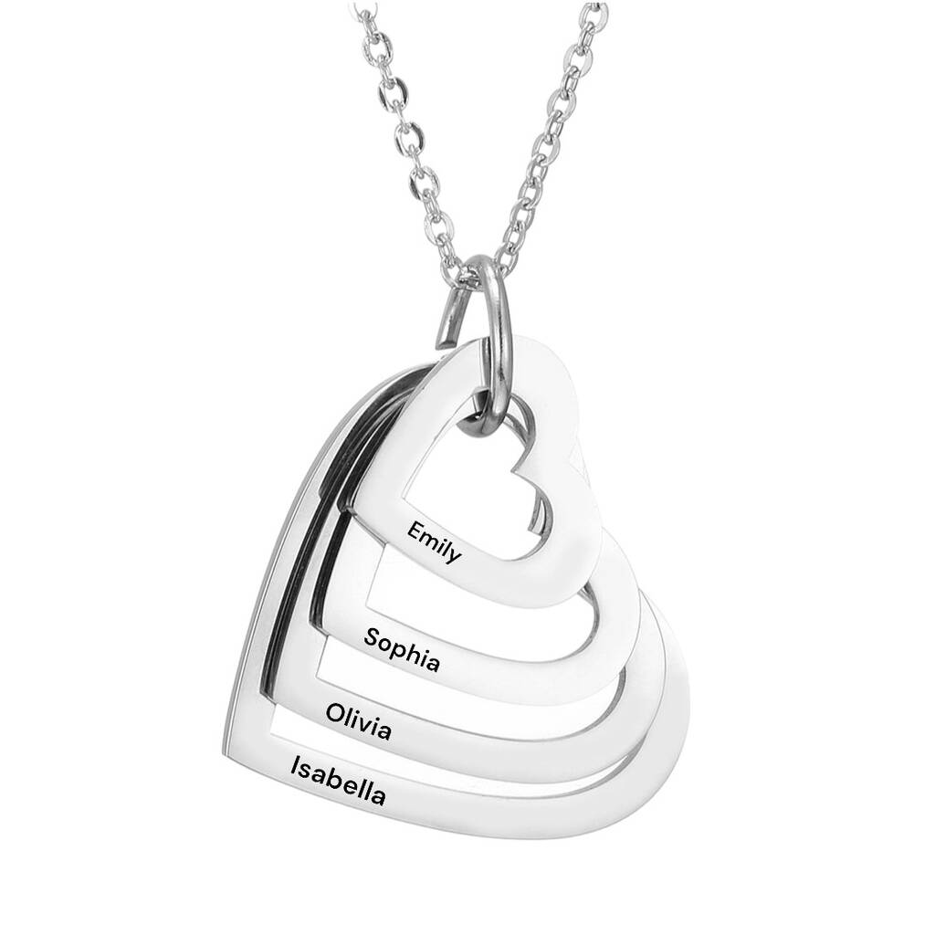 Personalised Multi Hearts Shaped Engraved Necklace, 1 of 10