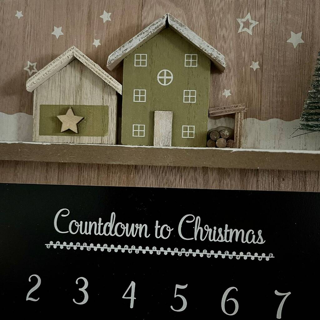 Christmas Scene Wooden Countdown Calendar By Nest