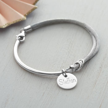 Personalised Silk And Sterling Silver Charm Bangle, 2 of 10