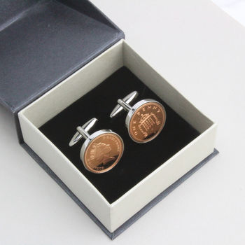 Personalised 30th Birthday 1994 1p One Pence Cufflinks, 5 of 7