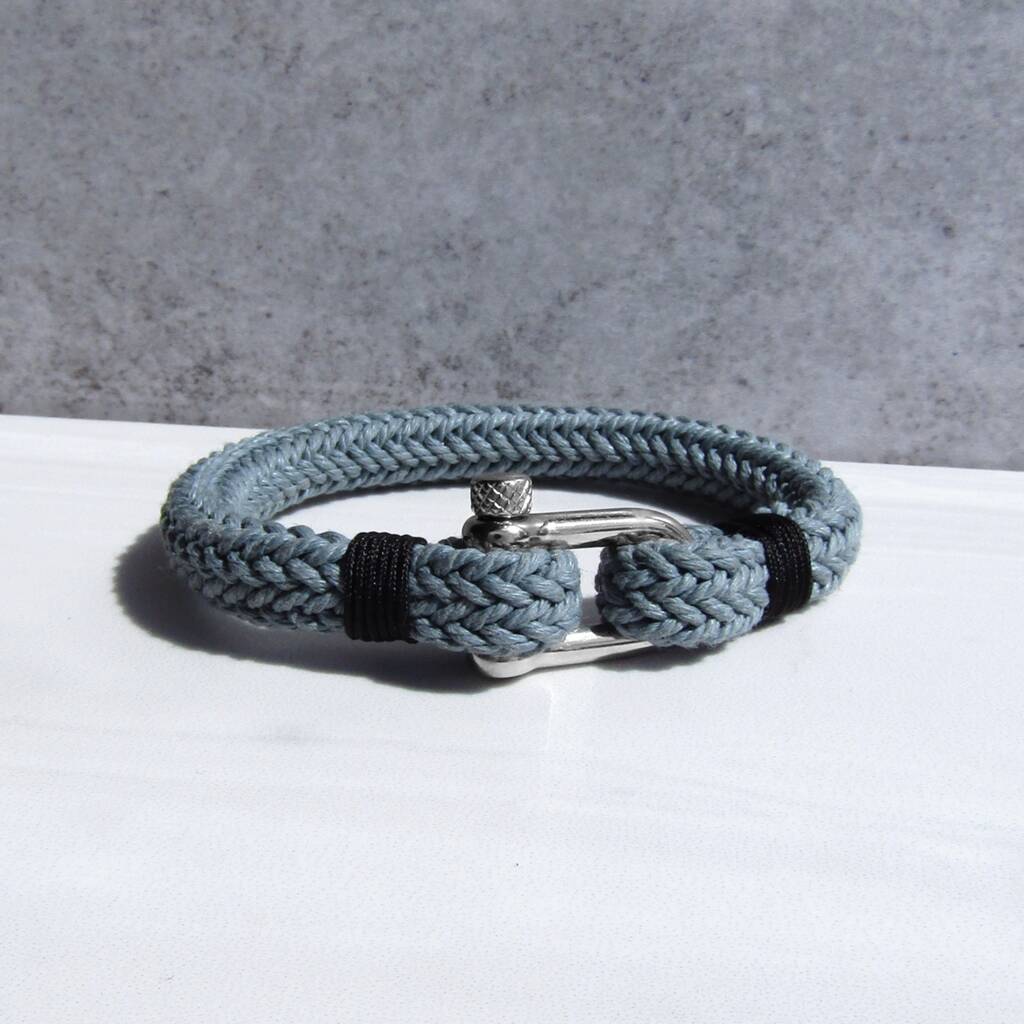 Men's Nautical Shackle And Grey Thick Rope Bracelet, 1 of 3