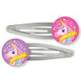Personalised Rainbow Unicorns Birthday Hair Clips, thumbnail 2 of 4