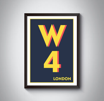 W4 Hammersmith London Postcode Typography Print, 7 of 10