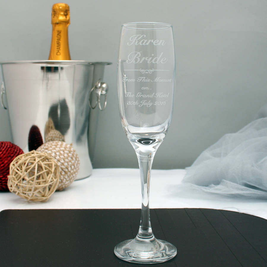 Engraved Champagne Flute For The Bride, 1 of 5