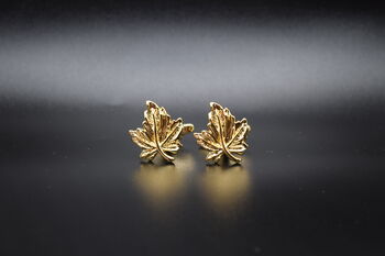 Maple Leaf Gold Cufflinks Gift For Men 316 L Stainless Steel Nature Accessory, 4 of 4